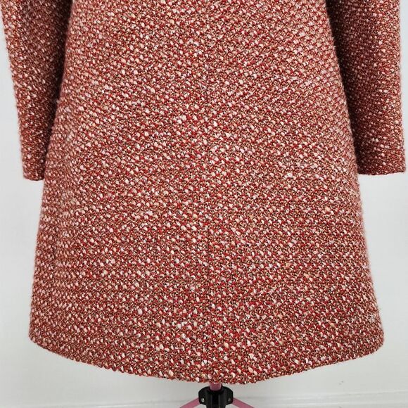 Rodel Spa Italy Wool Blend Coat Red White Cream Fall Winter Size 10 - Picture 16 of 16